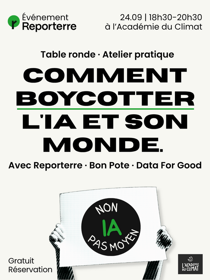 «<small class="fine d-inline">&nbsp;</small>Comment boycotter l'<span class="caps">IA</span> et son monde<small class="fine d-inline">&nbsp;</small>», une soirée Reporterre à Paris